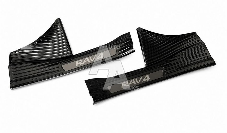 Комплект накладок на внутрішні пороги для Toyota RAV4 бензин 2019 2020 2021 2022 2023 2024 2025 чорний глянець 00311 фото